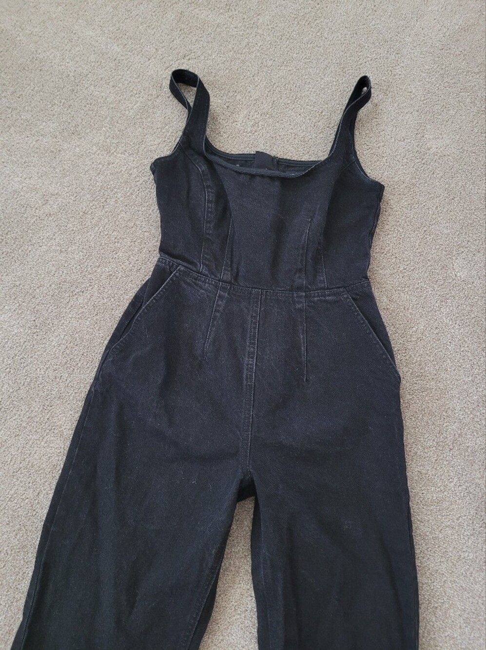 Asos Design Womens Black Denim Pant Jumpsuit Size 4 - Picture 4 of 6